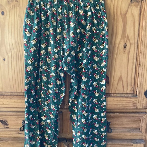 Mens Accents by Isaco green Santa monkey Christmas pajama lounge pants - size L - Picture 3 of 5